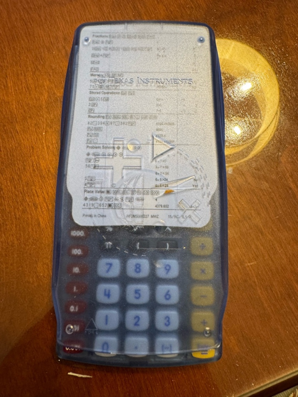 Texas Instruments TI-15 Calculator Cover Insert - Blue/Clear - Picture 3 of 6